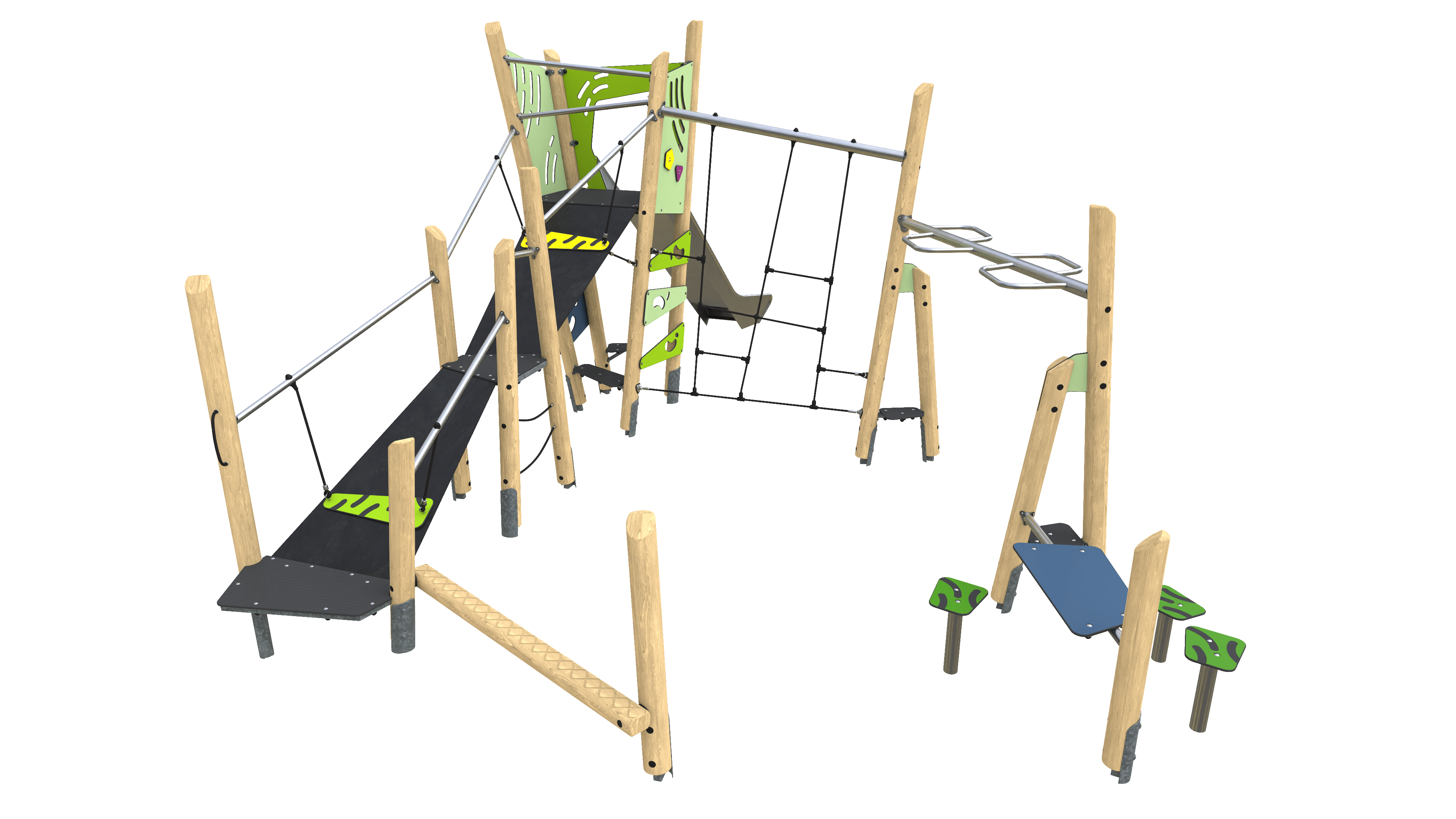 FUSE 1.9m Play System 3-Green-Steel Slide-02