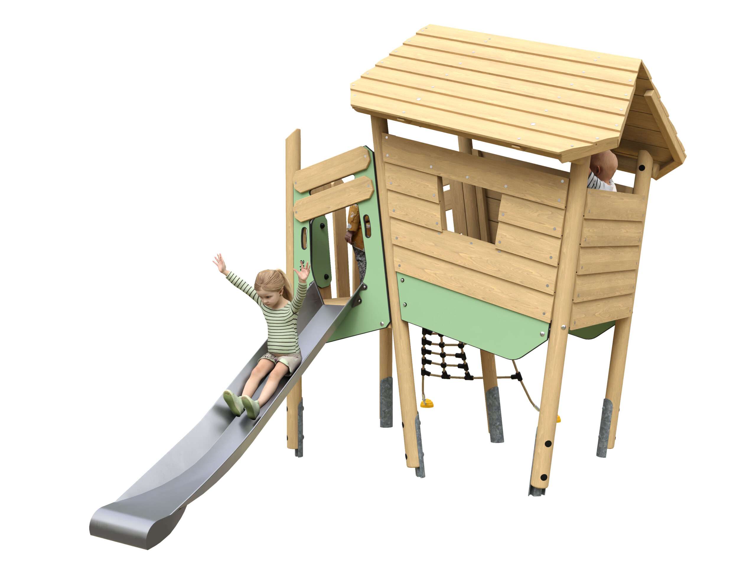 Woodland Den with Slide - Steel Slide - Kids 02